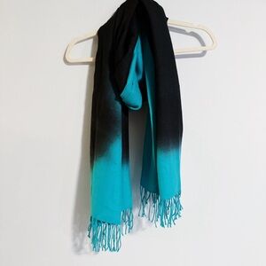Nordstrom - Cashmere and Wool Ombre Teal and Dark Gray Scarf